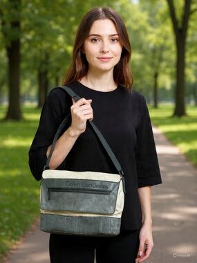 Calvin Klein Jeans Black and Cream Crossbody Shoulder Bag